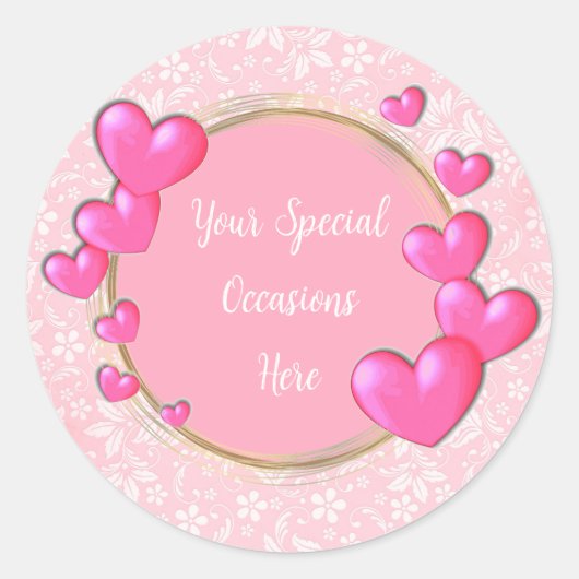 Eleganter Blumenrahmen: für jeden Anlass Runder Aufkleber (Vorderseite)