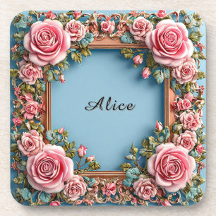 Eleganter Blumenrahmen Getränkeuntersetzer