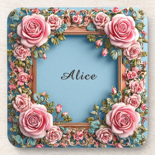 Eleganter Blumenrahmen Getränkeuntersetzer (Vorderseite)