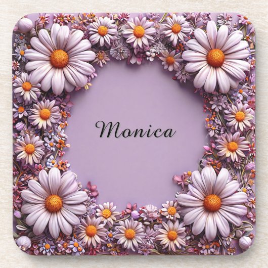 Eleganter Blumenrahmen Getränkeuntersetzer (Vorderseite)