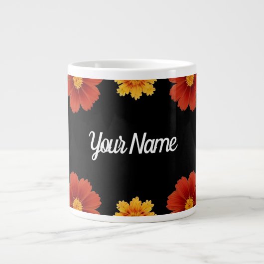 Eleganter Blumenrahmen Jumbo-Tasse (Vorderseite)