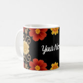 Eleganter Blumenrahmen Kaffeetasse (Vorderseite Links)