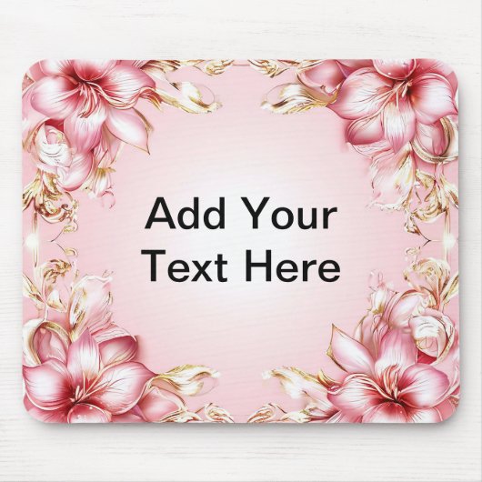 Eleganter Blumenrahmen mit rosa Lily Designs Mousepad (Vorne)