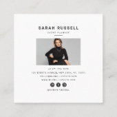 Eleganter Blumenrahmen Rosa blauer Marineblader Quadratische Visitenkarte (Rückseite)