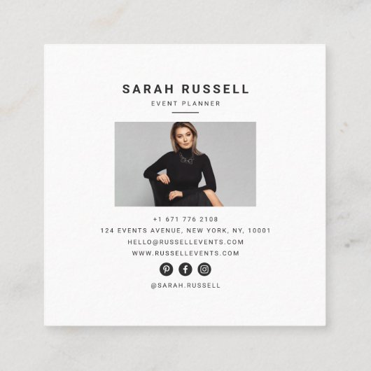 Eleganter Blumenrahmen Rosa blauer Marineblader Quadratische Visitenkarte (Rückseite)