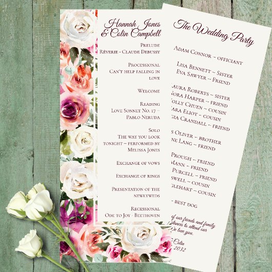 Eleganter Blumenrahmen Rosa Lila Pfirsichweiß Programm