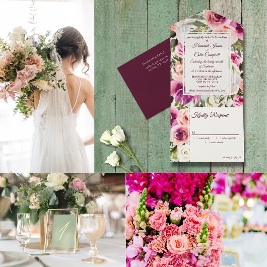 Eleganter Blumenrahmen Rosa Lila Pfirsichweiß Programm