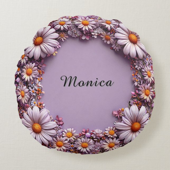 Eleganter Blumenrahmen Rundes Kissen (Vorderseite)