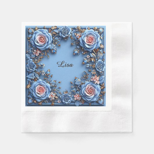Eleganter Blumenrahmen Serviette (Vorderseite)