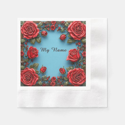 Eleganter Blumenrahmen Serviette (Vorderseite)