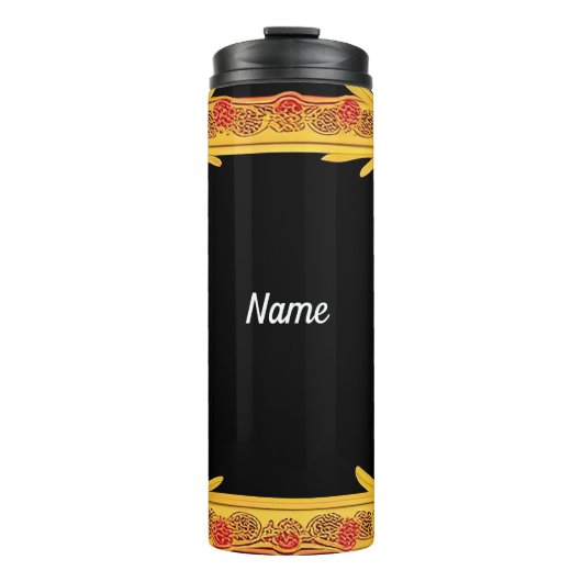 Eleganter Blumenrahmen Thermosbecher (Vorderseite)