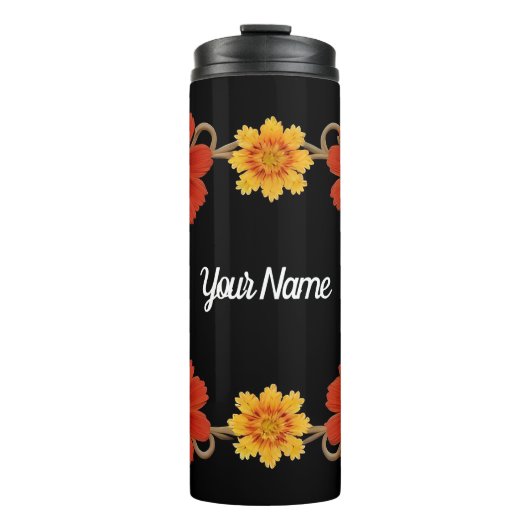 Eleganter Blumenrahmen Thermosbecher (Vorderseite)