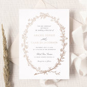 Eleganter Blumenrahmen Vintag Botanische Hochzeit Folieneinladung