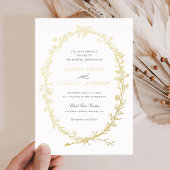 Eleganter Blumenrahmen Vintag Botanische Hochzeit Folieneinladung