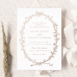 Eleganter Blumenrahmen Vintag Botanische Hochzeit Folieneinladung