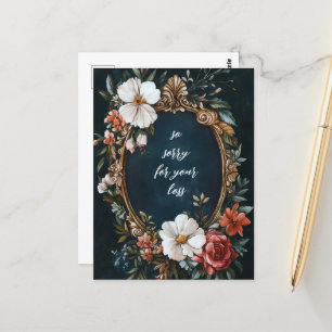 Eleganter Blumenrahmen Vintage - Mein Beileid Postkarte