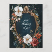 Eleganter Blumenrahmen Vintages Denken Postkarte (Vorderseite)