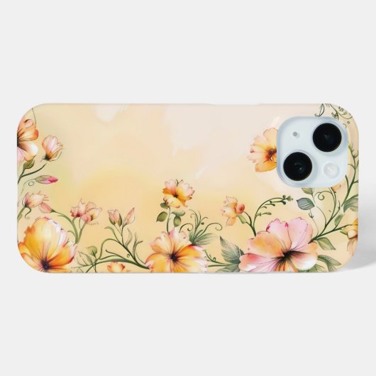 Eleganter Blumenrahmen - Wasserfarben - Fall Case-Mate iPhone Hülle (Rückseite (Horizontal))