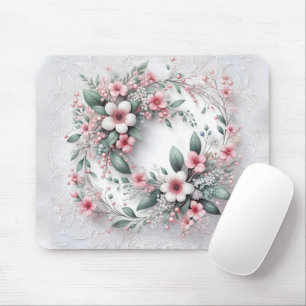 Eleganter Blumenreath an der Spitze der White Brid Mousepad