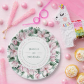 Eleganter Blumenreath Dusty Pink Magnolia Wedding Pappteller (Party)