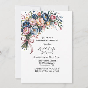 Eleganter Blumenreath für Bridesmaids Luncheon Einladung