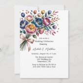 Eleganter Blumenreath für Hochzeitsfeier Einladung (Vorderseite)