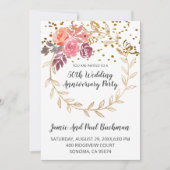 Eleganter Blumenreath-Glitzer Hochzeitstag Einladung (Vorderseite)