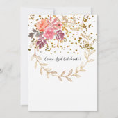 Eleganter Blumenreath-Glitzer Hochzeitstag Einladung (Rückseite)