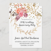 Eleganter Blumenreath-Glitzer Hochzeitstag Einladung (Vorne/Hinten)