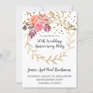 Eleganter Blumenreath-Glitzer Hochzeitstag Einladung