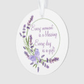 Eleganter Blumenreath Purple Blumen & Segen Ornament (Vorderseite)