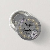 Eleganter Blumenreath Rustikale Hochzeit Button (Vorne & Hinten)