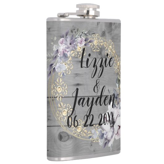 Eleganter Blumenreath Rustikale Hochzeit Flachmann (Rechts)