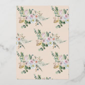 Eleganter Blumenrosa 1. Geburtstag Einladung Foil (Rückseite)