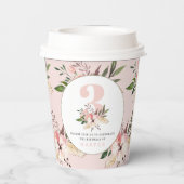 Eleganter Blumenrosa Geburtstag Pappbecher (Rückseite)