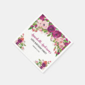 Eleganter Blumenrosa Lila Wasserfarbe Geburtstag Serviette (Ecke)