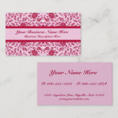 Eleganter Blumenrosa und roter Damaskus Visitenkarte (Vorne/Hinten)