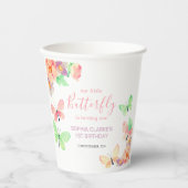 Eleganter Blumenschmetterling 1. Geburtstag Pappbecher (Vorderseite)