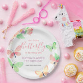 Eleganter Blumenschmetterling 1. Geburtstag Pappteller (Party)