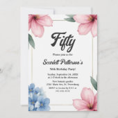 Eleganter Blumensommer 50. Geburtstag Einladung (Vorderseite)
