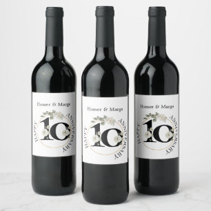 Eleganter Blumenstrauß 10 Jahre JAHRESZEIT Wein Weinetikett