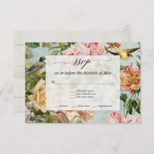 Eleganter Blumenstrauß Aqua Rose Rustikales Holz U RSVP Karte