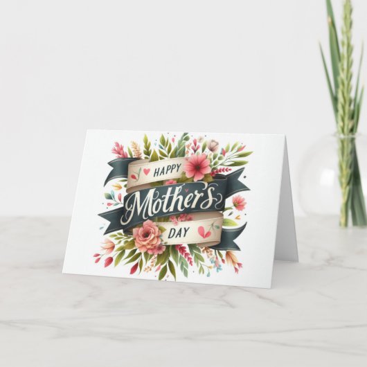 Eleganter Blumenstrauß-Banner Muttertag Feiertagskarte (Vorderseite)