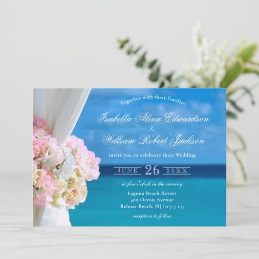 Eleganter Blumenstrauß Einladung (Stehend Vorderseite)