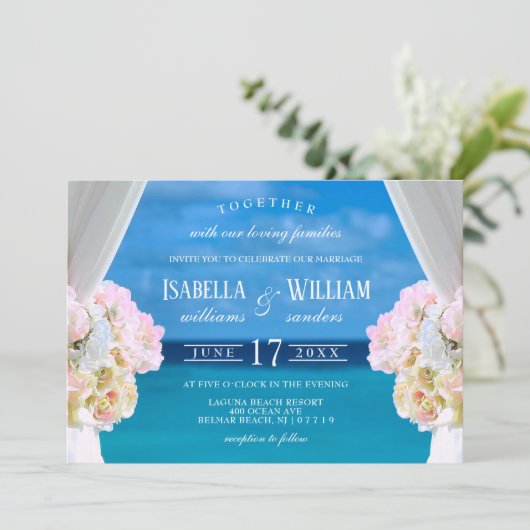 Eleganter Blumenstrauß Einladung (Stehend Vorderseite)