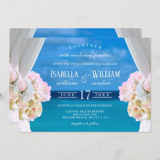 Eleganter Blumenstrauß Einladung (Vorne/Hinten)