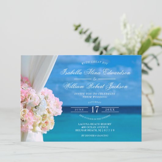 Eleganter Blumenstrauß Einladung (Stehend Vorderseite)