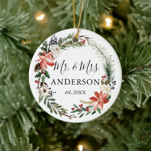 Eleganter Blumenstrauß frisch verheiratet Keramik Ornament (Baum)