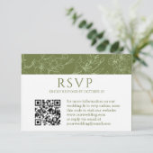 Eleganter Blumenstrauß Grüne Hochzeit QR UAWG Car RSVP Karte (Stehend Vorderseite)