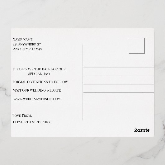 Eleganter Blumenstrauß Save the Date Postkarte (Rückseite)